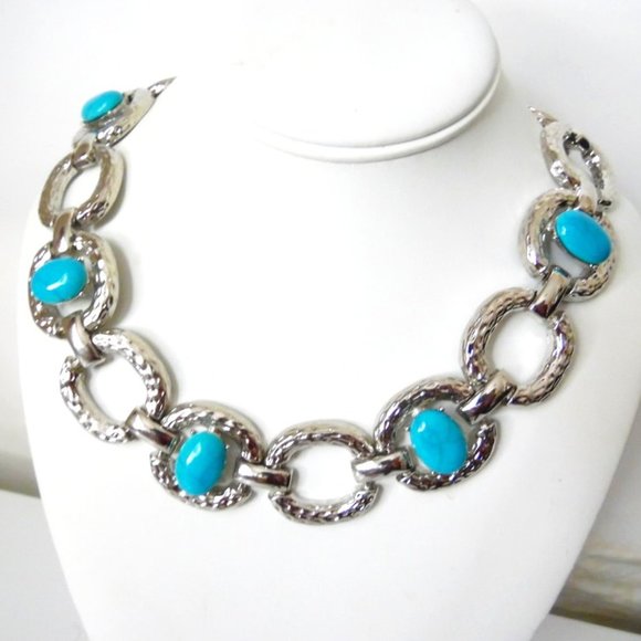 R. J. Graziano Turquoise-Color Chain-Link Necklace 21 Inch - Picture 1 of 6